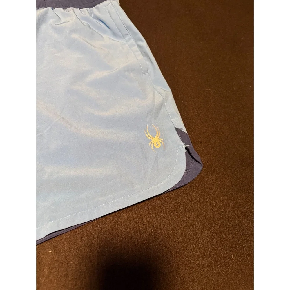 Spyder Swim Mens XL Board Shorts Light Blue Navy Blue Lined Swim Trunks Pockets